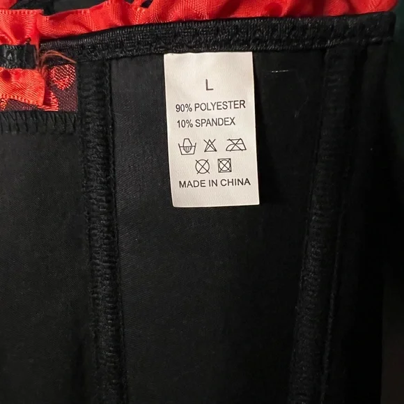 Red & Black Lace Up Corset Bustier Top - Picture 3 of 3